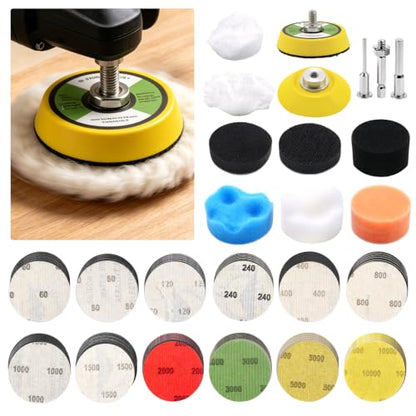 193Pcs 2 Inch Sanding Discs Set, Hook and Loop Polishing Kit for Headlight Restoration, Wet Dry Buffing Pads for Metal, Wood, and Glass
