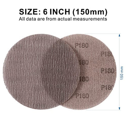50-Pack 6" Ceramic Alumina Mesh Sanding Discs, 180 Grit Hook & Loop - style: P180 - 6 inch