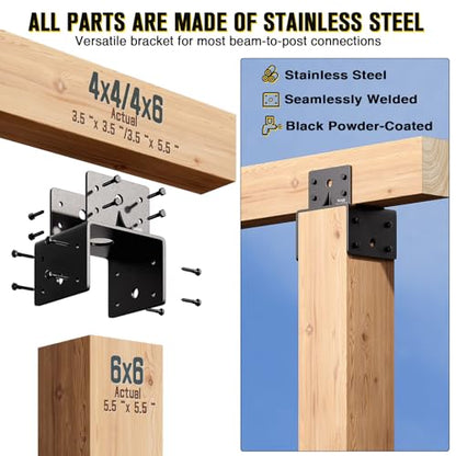 Post Anchor Connector Post Base Bracket for Supporting Wood Beams (4Pack, 6x6-4x6) - size: 6x6-4x6, style: 4Pack
