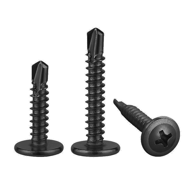(200 pcs) Wensilon #10×1” for Sheet Metal Self-Tapping Screws 410 Black Stainless Steel Truss Head High-Strength Quick Tapping - color: Black, size: #10X1"