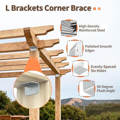 2x4 Inch 90 Degree Corner Bracket, 200 LBS, Galvanized, 16 PCS - color: Galvanized-16PCS