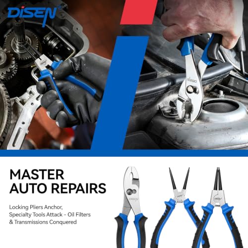 DISEN Pliers Set 15 Pieces Full Assortment of Plier with EVA - color: Bue-black 15pcs
