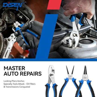 DISEN Pliers Set 15 Pieces Full Assortment of Plier with EVA - color: Bue-black 15pcs