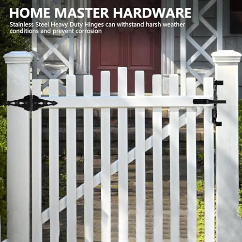 HOME MASTER HARDWARE 8" Heavy Duty Gate Hinges, 6 Pack Strap Hinges, Black
