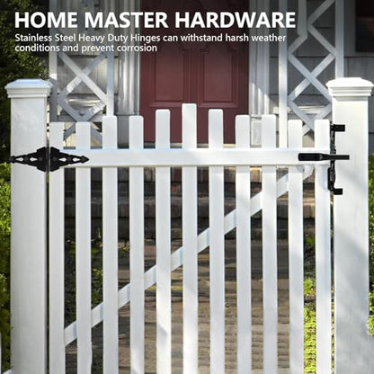 HOME MASTER HARDWARE 8" Heavy Duty Gate Hinges, 6 Pack Strap Hinges, Black