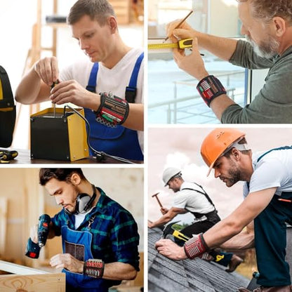Buyohlic Magnetic Wristband – Holds Nails, Screws with Strong Magnets Tools Handyman, Mechanics, Construction & Home Improvement Gift for dad (Set of 5) - size: Set of 5