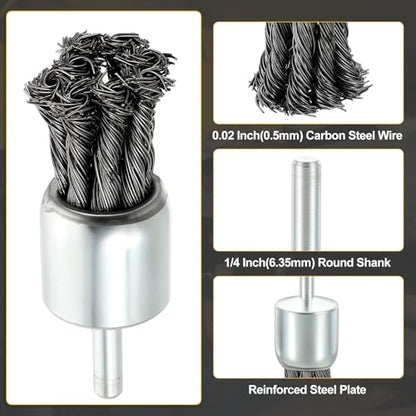 DTGN 9 Pcs Wire Pen Brush Set for Drill with 1/4 Inch Round Shank