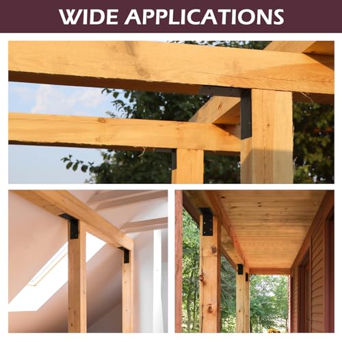 4 PCS Heavy Duty Steel Corner Brackets,6"x6"x3"L Right Angle Bracket - style: 7 Shape（6X6X3)