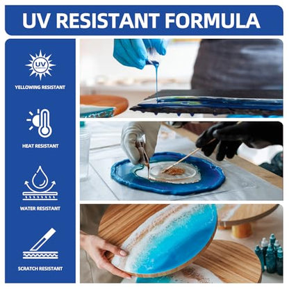 1 Gallon Crystal Clear Epoxy Resin Kit,1:1 Volume Ratio, High Gloss Finish, UV Resistant, Fast Cure, Ideal for Art, Jewelry, Crafting, Tumblers & More - Includes Resin & Hardener - size: 1 Gallon