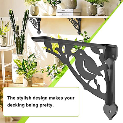 SELEWARE 2 Pack 10" Heavy Duty Shelf Brackets, Bird Decorative L Brackets - size: 10 Inch, style: Bird-2 pack