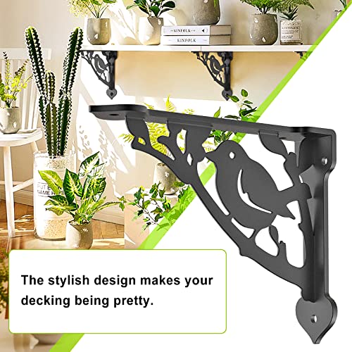 SELEWARE 4 Pack 8" Heavy Duty Shelf Brackets, Bird Decorative L Brackets - size: 8 Inch, style: Bird-4 pack