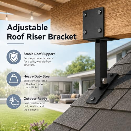 Heavy Duty Metal Brackets for Gazebo Roof Posts - Adjustable 90° Support for 4x4/4x6 Lumber, Wind & Snow Resistant, Includes Screws & Drill Bits, Black (2Pcs) - color: U-Shaped (2pcs)
