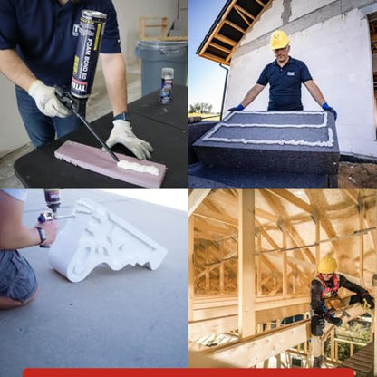 Foam Bond 60 24 oz Polyurethane Adhesive – Fast-Tack, 60-Second Drying, DIY Glue for Foam Panels, Shiplap, Wall Paneling, Board and Batten, Subfloors, Wood (3 Can Kit) - style: 3 Can Kit