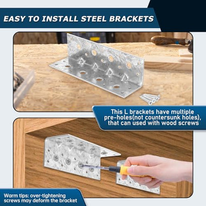 4Pcs L Brackets for Wood Galvanized, Heavy Duty 90 Degree Corner Brace 7.1x2.1x2.1in, Anti-Rust and Reinforcing Right Angle Bracket, 2.8mm Thickness - size: 7.1x2.1x2.1in