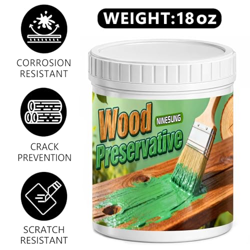 Green Wood Paint & Preservative - Natural Wood Stain for Decks, Fences, Furniture | Non-Toxic, Guards Against Rot | Safe for Kids, Pets, Gardens | Indoor & Outdoor Use (Green, 18 Fl.Oz)