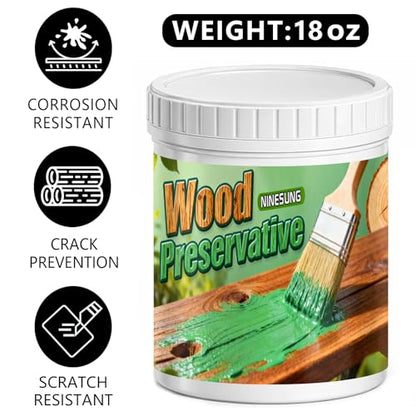 Green Wood Paint & Preservative - Natural Wood Stain for Decks, Fences, Furniture | Non-Toxic, Guards Against Rot | Safe for Kids, Pets, Gardens | Indoor & Outdoor Use (Green, 18 Fl.Oz)