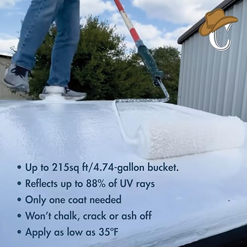 100% Silicone Roof Coating for RV & Flat Roofs, Light Gray, 4.75 Gallon - color: Gray