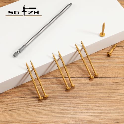 Pocket Hole Screws #8 x 1-1/4" (720Pcs) 4lb. Carbon Steel, Tan, Washer Head, Coarse Thread, Square Drive,150MM Drive Bit Included - color: Tan, size: #8 x 1-1/4"