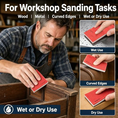 20 PCS Hand Sanding Sponge 400-3000 Grit Sandpaper Assortment, Washable & Reusable Sanding Blocks for Wood, Metal, Drywall, Glazing, Wet Dry Sandpaper for Smooth Finishing (Sanding Sponge)