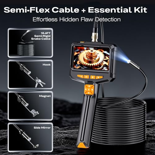 Endoscope Camera with Light, Handheld Borescope, 4.3" IPS Inspection Camera - size: 4.3" Handheld Borescope-ES05