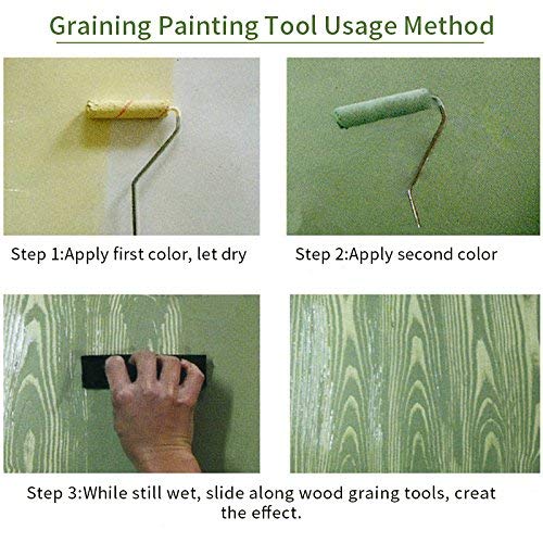 TINTON LIFE® 2Pcs Rubber 7" Empaistic Wood Pattern Painting Roller + 3.9" Graining Painting Tool with Handle