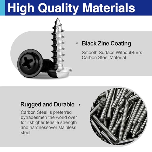 150PCS #8 x 1/2" Black Wood Screws, Truss Head, Self-Tapping - color: Black, size: 150PCS #8×1/2"