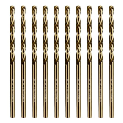 1/8 Inch Cobalt Drill Bits 10Pcs - HPHOPE M35 HSS Metal Twist Drill Bits Set, Jobber Drill Bits Length and Straight Shank, Suitable for Drilling in Hard Metal, Stainless Steel, Cast Iron - size: 1/8-inch, 10Pcs
