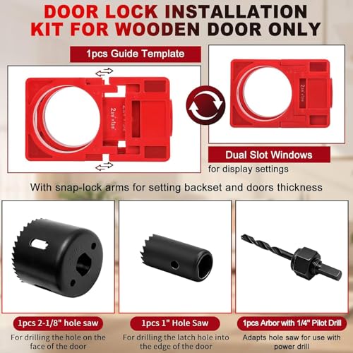 Door Hinge Jig, Door Hinge Template Kit for Router, with Door Lock Kit - style: With Plastic Door Lock Kit