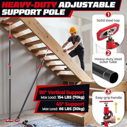 XINQIAO Cabinet Jacks for Installing Cabinets, Heavy Duty Third Hand Tools Adjustable Support Pole from 49.2 in to 114.2 in, 1 PC - size: 49.2"-114.2" 1PC