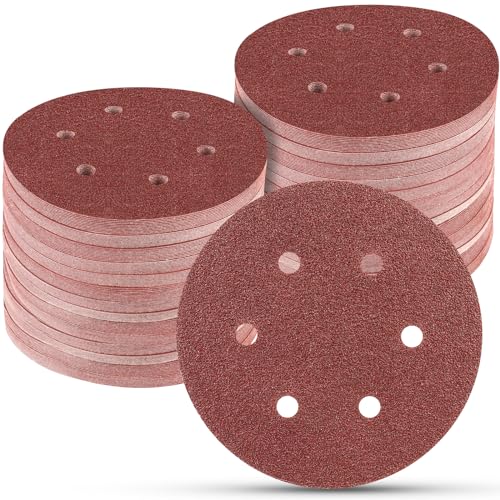 100PCS 6 Inch Sanding Discs 40 Grit Sandpaper for Orbital Sander - style: 6 Hole-Red