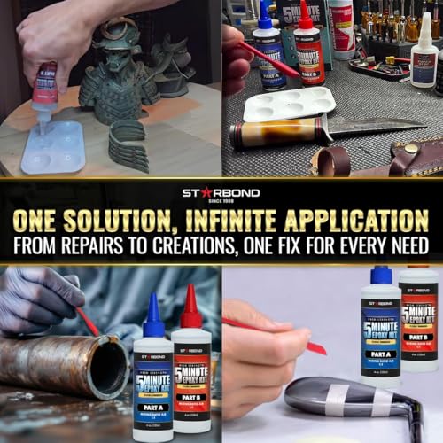 8 oz. XL Starbond 5 Minute Epoxy Pro Kit– Flexible Toughened (2,600 lb Shear Strength), Easy to Use, Fast Setting Glue — Compatible with Metal, Plastic, Wood, Ceramics, Glass and More