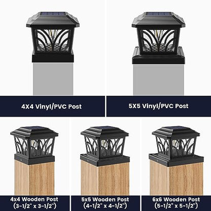 SIEDiNLAR Solar Post Cap Lights Outdoor Aluminum Glass 2 Modes 2 Pack Black - color: Black, size: 2 Pack