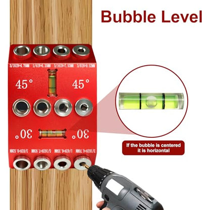 30/45/90° Angle Drill Guide Jig, Portable Bubble Level