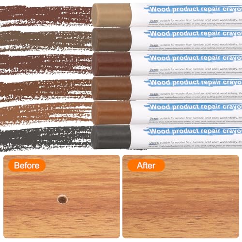 HARFINGTON Wood Filler Sticks 6 Colors Wooden Wax Touch Up Furniture Repair Crayons for Dark Red, Pastel Brown, Light Dim Gray, Light Taupe, Brown Wood, Medium Brown - color: Exotic Walnut Series
