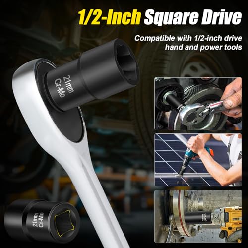 Topec Bolt Extractor Set, 10 Piece Lug Nut Remover Socket Tool, 1/2" Drive Impact Wheel Lock Removal Kit for Removing Damaged, Dead, Rusted, Rounded-Off Bolts, Lug Nuts & Screws - size: 10 PCS