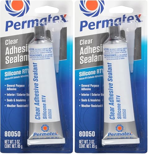 Permatex 80050 Clear RTV Silicone Adhesive Sealant, 3 oz (Pack of 2) - size: Pack of 2