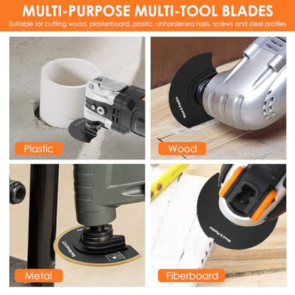4Pcs Oscillating Saw Blades,Semi Circle Oscillating Saw Blade,3-1/2inch Flush Cut Saw Blades,High Carbon Steel Multitool Blades with Gasket Adapter for Wood Soft Metal Plastic Cutting (Style2)