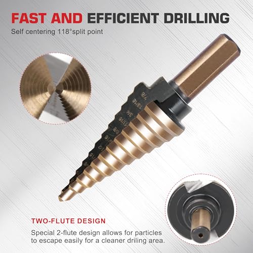 5Pcs Step Drill Bit & 5Pcs Countersink Drill Bit Set - size: 11pcs