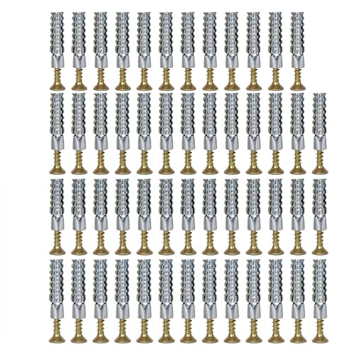 Concrete Wall Anchors and Screws Kit 50 Sets, 8mm Heavy Duty Masonry Anchors for Brick & Stone, Metal Expansion Wall Plugs Mounting Hardware for Shelf Installation