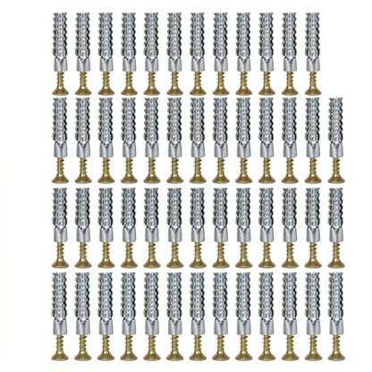 Concrete Wall Anchors and Screws Kit 50 Sets, 8mm Heavy Duty Masonry Anchors for Brick & Stone, Metal Expansion Wall Plugs Mounting Hardware for Shelf Installation