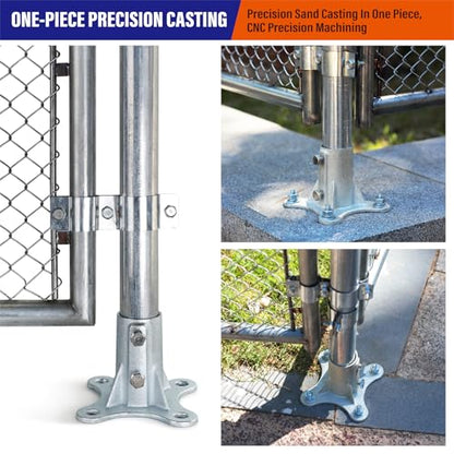 4Pack 2"(Actual: 1 7/8" OD) Chain Link Fence Post Base Flange Bracket Galvanized - size: 2"