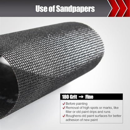 BOSHCRAFT 180 Grit Sanding Screen Mesh Sheet, 15 Pcs Drywall Sandpaper Assortment Wet or Dry Sandpaper for Wood Metal Automative Hand Sander Pole Sander 4-3/16" x 11" - style: 180 Grit-15pcs