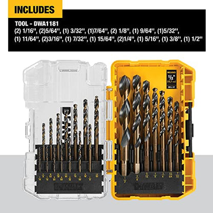 DEWALT Drill Bit Set, 21-Piece, 135 Degree Split Point, 31 Degree Helix, Black Oxide Coated, for Plastic, Wood and Metal (DWA1181) (Pack of 5) - size: One Size (Pack of 5)