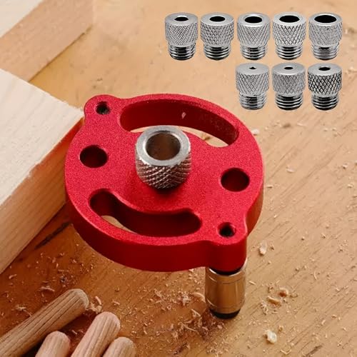 Self Centering Doweling Jig, Wood Drill Guide 2-10mm 8-Pcs Drill Jig Kit for Straight Holes, Punching Positioner Woodworking Tool, Cabinet, DIY Woodworking Projects