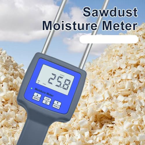 Wood Sawdust Powder Meter Hay Bale Bamboo Powder Moisture Fiber Tester with LCD Display Wood Sawdust Bamboo Powder Humidity Tester with Measuring Range 0 to 84 Percent