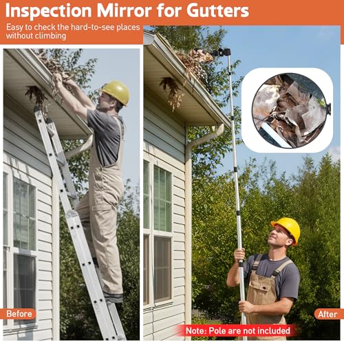 4.9" Large Expandable Inspection Mirror, 180°Tilt & 360°Rotate for Roof