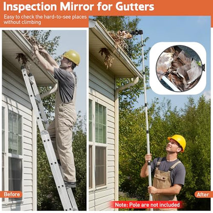 4.9" Large Expandable Inspection Mirror, 180°Tilt & 360°Rotate for Roof