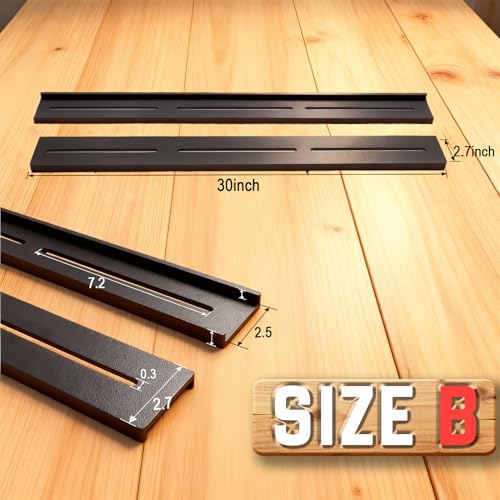 C Channel Steel Support Metal Support Bracing Hidden C Bracket for Table Top Live Edge Slab Woodworking, Black Coat Finish, 6 Holes (4 Pack, 30 Inch) - size: 30 Inch, style: 4 PACK