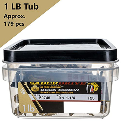 #9 x 1-1/2" Saberdrive Tan XL1500 Coated Exterior Star Drive Multi-Purpose Deck Screws 1 LB, Approx. 153 Pieces - size: #9 x 1-1/2" 1lb, style: 1 LB