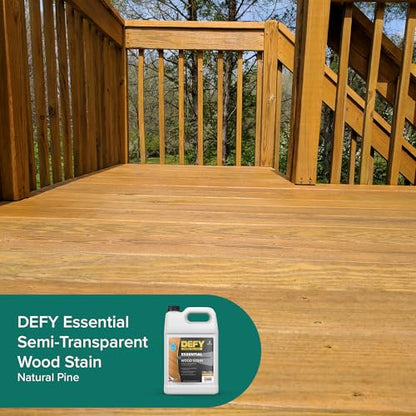 DEFY Essential Semi-Transparent Outdoor Wood Stain and Sealer in One, 1 Gallon, Natural Pine - Wood Sealer Outdoor Waterproof Deck Stain - color: Natural Pine